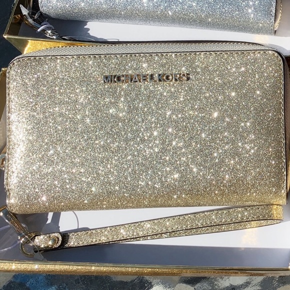 michael kors large glitter smartphone wristlet